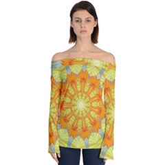 Sunshine-sunny-sun-abstract-yellow - Off Shoulder Long Sleeve Top by Ravend