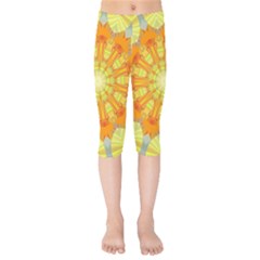 Sunshine-sunny-sun-abstract-yellow - Kids  Capri Leggings  by Ravend