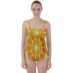 Sunshine-sunny-sun-abstract-yellow - Twist Front Tankini Set by Ravend