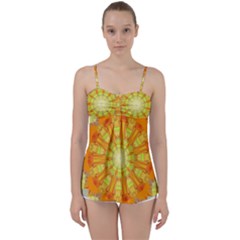 Sunshine-sunny-sun-abstract-yellow - Babydoll Tankini Top by Ravend