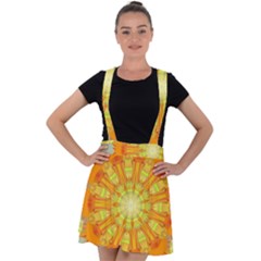 Sunshine-sunny-sun-abstract-yellow - Velvet Suspender Skater Skirt by Ravend