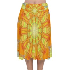 Sunshine-sunny-sun-abstract-yellow - Velvet Flared Midi Skirt by Ravend