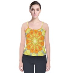 Sunshine-sunny-sun-abstract-yellow - Velvet Spaghetti Strap Top by Ravend