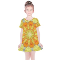 Sunshine-sunny-sun-abstract-yellow - Kids  Simple Cotton Dress by Ravend