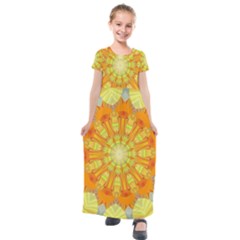 Sunshine-sunny-sun-abstract-yellow - Kids  Short Sleeve Maxi Dress by Ravend