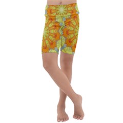 Sunshine-sunny-sun-abstract-yellow - Kids  Lightweight Velour Cropped Yoga Leggings by Ravend