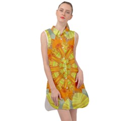 Sunshine-sunny-sun-abstract-yellow - Sleeveless Shirt Dress by Ravend