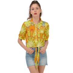 Sunshine-sunny-sun-abstract-yellow - Tie Front Shirt  by Ravend