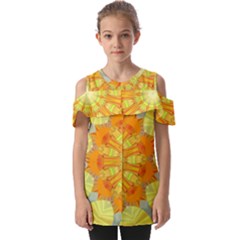 Sunshine-sunny-sun-abstract-yellow - Fold Over Open Sleeve Top by Ravend