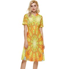 Sunshine-sunny-sun-abstract-yellow - Button Top Knee Length Dress by Ravend