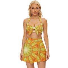 Sunshine-sunny-sun-abstract-yellow - Vintage Style Bikini Top And Skirt Set  by Ravend