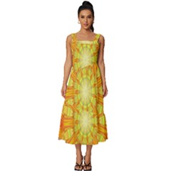 Sunshine-sunny-sun-abstract-yellow - Square Neckline Tiered Midi Dress by Ravend