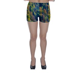 Forest Trees Leaves Fall Autumn Nature Sunshine Skinny Shorts by Ravend