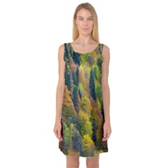 Forest Trees Leaves Fall Autumn Nature Sunshine Sleeveless Satin Nightdress by Ravend