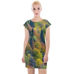 Forest Trees Leaves Fall Autumn Nature Sunshine Cap Sleeve Bodycon Dress by Ravend