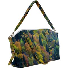 Forest Trees Leaves Fall Autumn Nature Sunshine Canvas Crossbody Bag by Ravend