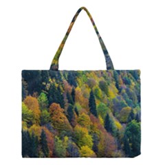 Forest Trees Leaves Fall Autumn Nature Sunshine Medium Tote Bag by Ravend