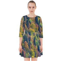 Forest Trees Leaves Fall Autumn Nature Sunshine Smock Dress by Ravend