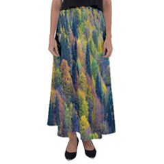 Forest Trees Leaves Fall Autumn Nature Sunshine Flared Maxi Skirt by Ravend