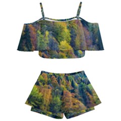 Forest Trees Leaves Fall Autumn Nature Sunshine Kids  Off Shoulder Skirt Bikini by Ravend