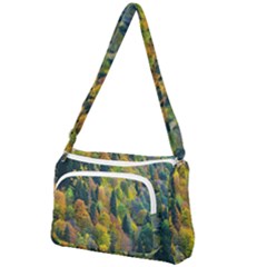 Forest Trees Leaves Fall Autumn Nature Sunshine Front Pocket Crossbody Bag by Ravend