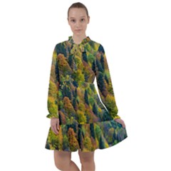 Forest Trees Leaves Fall Autumn Nature Sunshine All Frills Chiffon Dress by Ravend