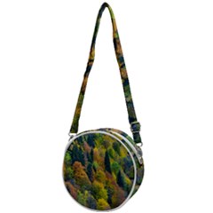 Forest Trees Leaves Fall Autumn Nature Sunshine Crossbody Circle Bag by Ravend