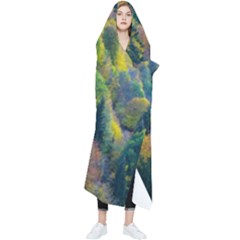 Forest Trees Leaves Fall Autumn Nature Sunshine Wearable Blanket by Ravend