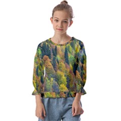 Forest Trees Leaves Fall Autumn Nature Sunshine Kids  Cuff Sleeve Top