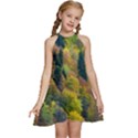 Forest Trees Leaves Fall Autumn Nature Sunshine Kids  Halter Collar Waist Tie Chiffon Dress View1