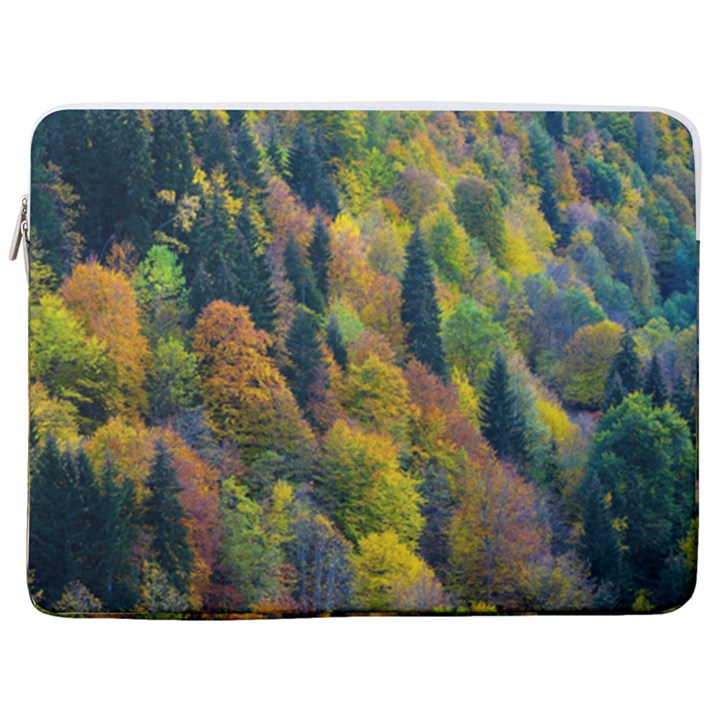 Forest Trees Leaves Fall Autumn Nature Sunshine 17  Vertical Laptop Sleeve Case With Pocket