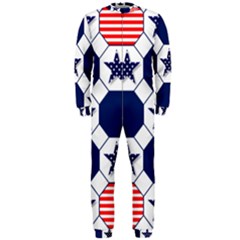 Patriotic Symbolic Red White Blue Onepiece Jumpsuit (men)