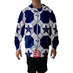 Patriotic Symbolic Red White Blue Kids  Hooded Windbreaker