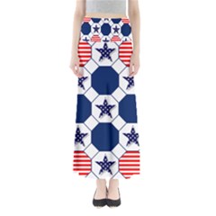 Patriotic Symbolic Red White Blue Full Length Maxi Skirt by Ravend