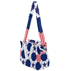 Patriotic Symbolic Red White Blue Rope Handles Shoulder Strap Bag by Ravend