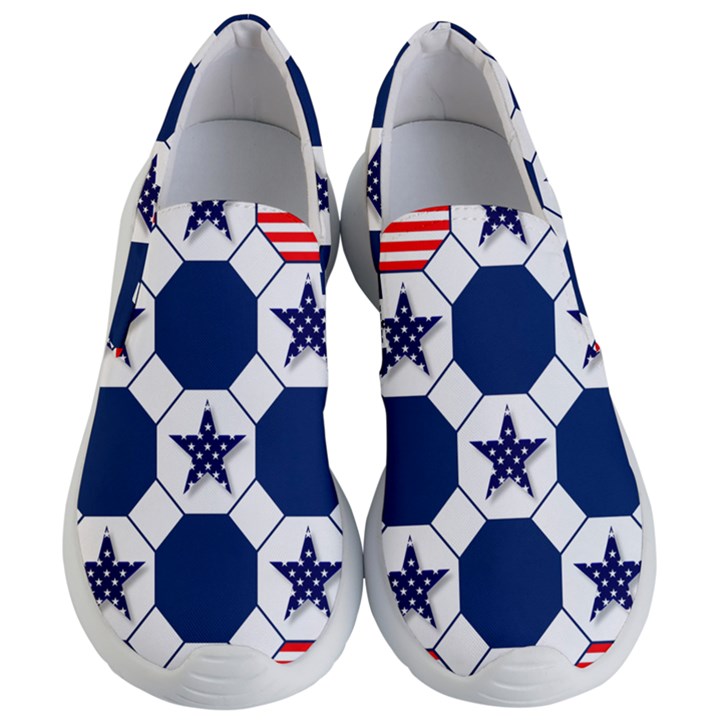 Patriotic Symbolic Red White Blue Women s Lightweight Slip Ons