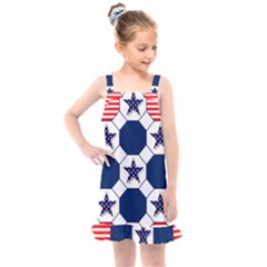 Patriotic Symbolic Red White Blue Kids  Overall Dress by Ravend