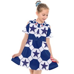 Patriotic Symbolic Red White Blue Kids  Short Sleeve Shirt Dress by Ravend