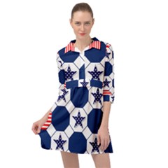 Patriotic Symbolic Red White Blue Mini Skater Shirt Dress by Ravend