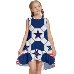 Patriotic Symbolic Red White Blue Kids  Frill Swing Dress by Ravend