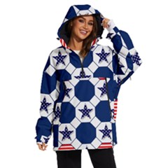 Patriotic Symbolic Red White Blue Women s Ski And Snowboard Waterproof Breathable Jacket