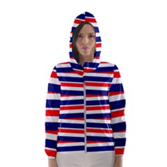 Red-white-blue-patriotic-ribbons Women s Hooded Windbreaker by Ravend