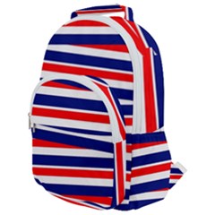 Red-white-blue-patriotic-ribbons Rounded Multi Pocket Backpack by Ravend