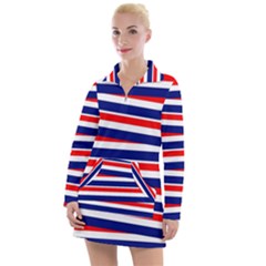 Red-white-blue-patriotic-ribbons Women s Long Sleeve Casual Dress by Ravend