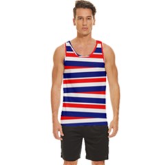 Red-white-blue-patriotic-ribbons Men s Wide Collar Tank Top by Ravend