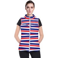 Red-white-blue-patriotic-ribbons Women s Puffer Vest