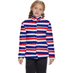 Red-white-blue-patriotic-ribbons Kids  Puffer Bubble Jacket Coat by Ravend