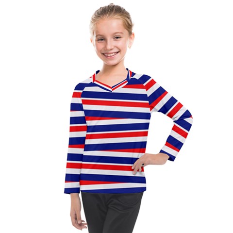 Red-white-blue-patriotic-ribbons Kids  Long Mesh T-shirt by Ravend