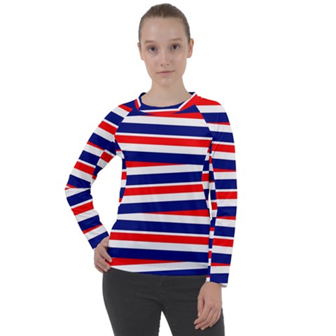 Red-white-blue-patriotic-ribbons Women s Long Sleeve Raglan T-shirt by Ravend