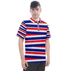 Red-white-blue-patriotic-ribbons Men s Polo T-shirt by Ravend